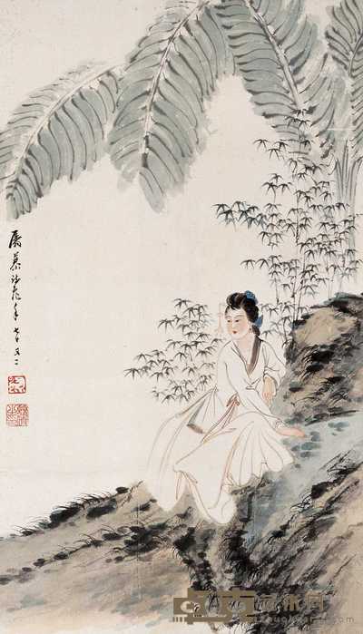 慕凌飞 1985年作 美人蕉 镜心 66×38cm